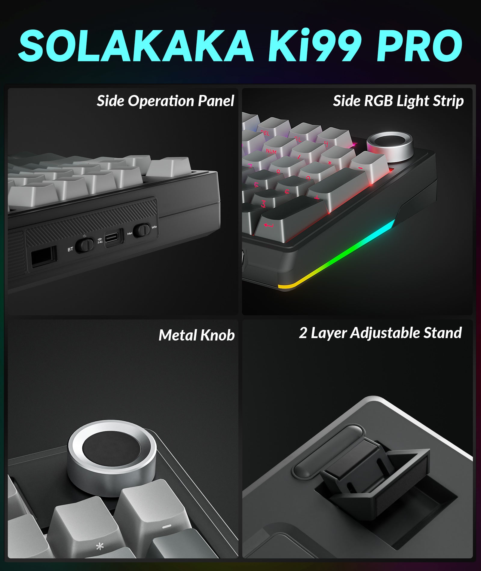 SOLAKAKA KI99 Pro Wireless Mechanical Keyboard Non-Silent Version