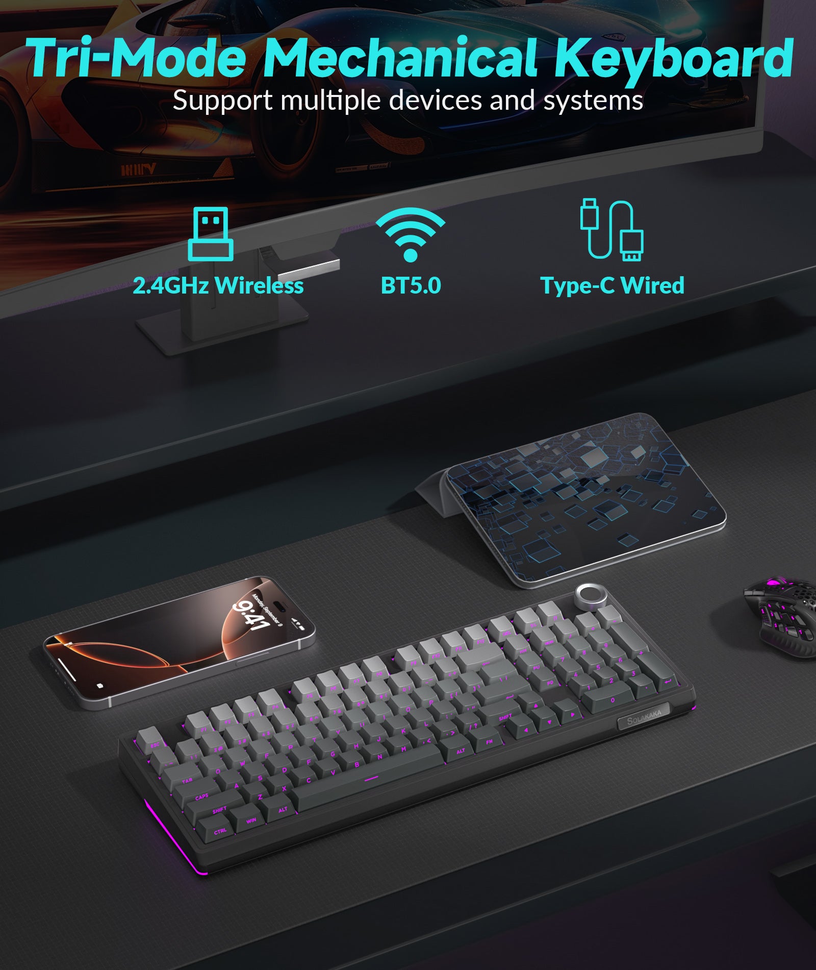SOLAKAKA KI99 Pro Wireless Mechanical Keyboard Non-Silent Version