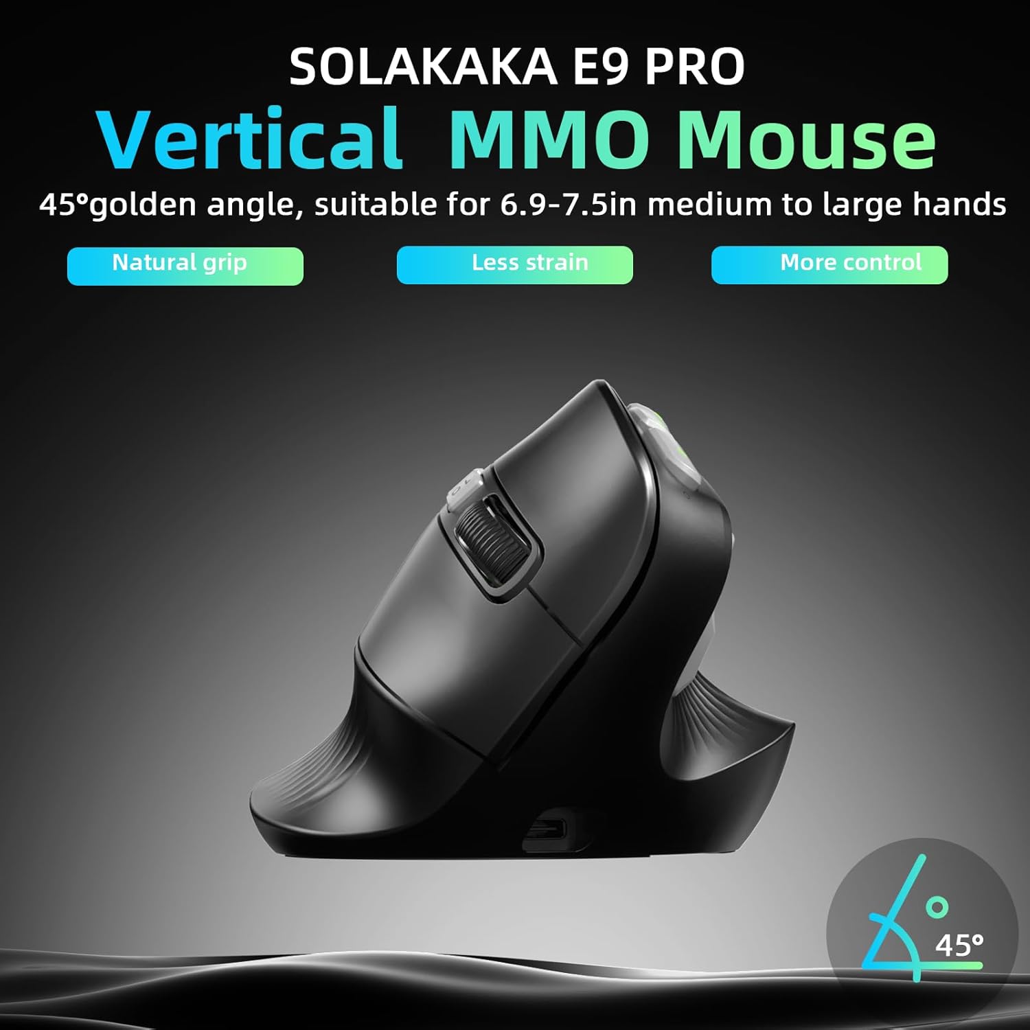 SOLAKAKA E9 PRO バーチカルゲーミングマウス 新品未使用 SOLAKAKA E9 Pro Vertical Ergonomic Office Mouse with Macro Support